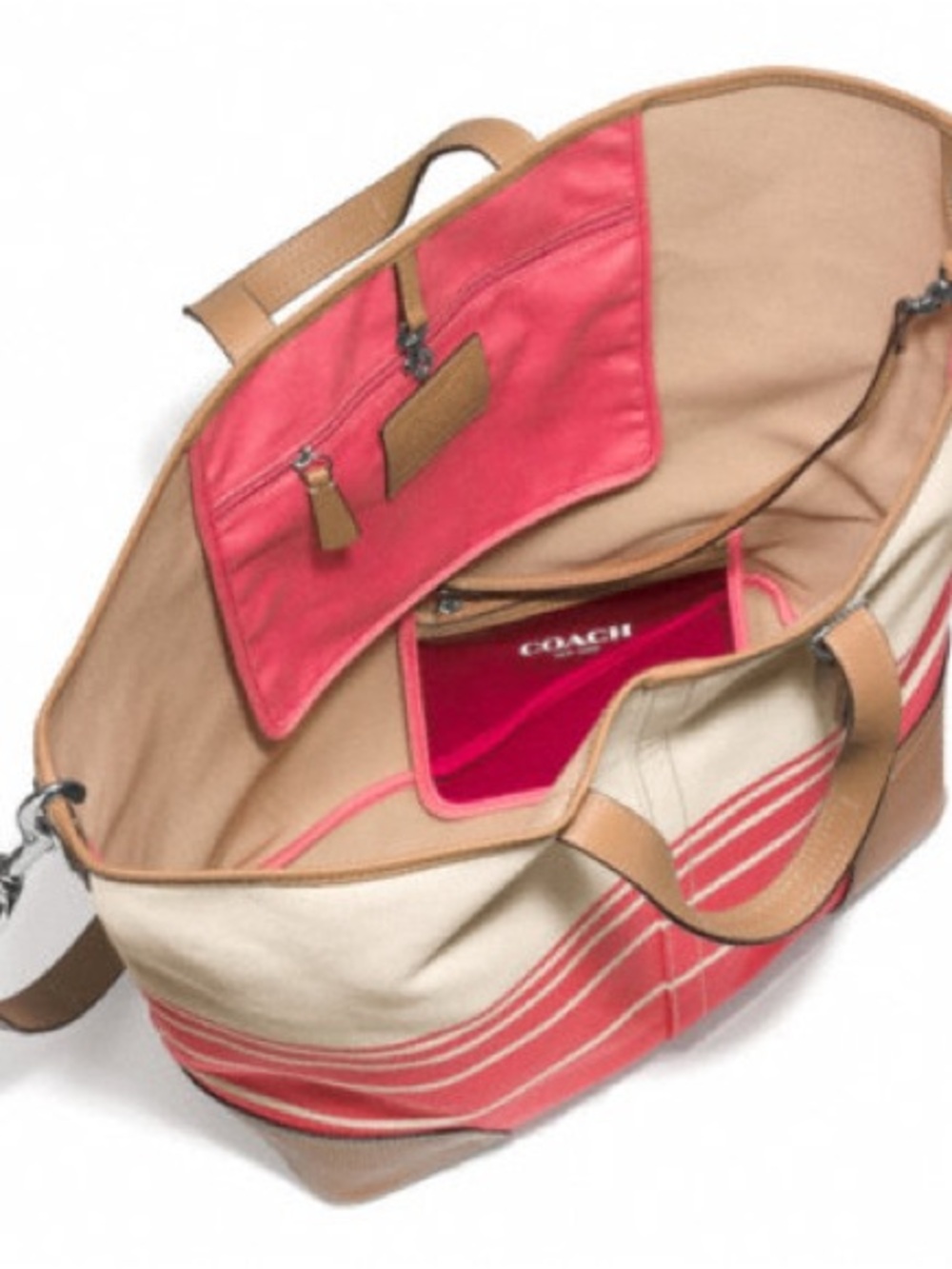 Coach Hadley Variegated Lg Tote Bag Cream Coral Style F28806 - Picture 2 of 3